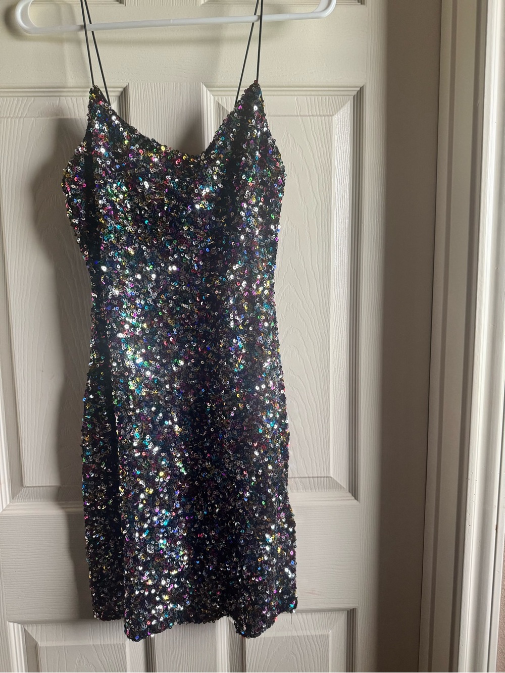B. Smart Black Iridescent Sequin Mini Dress